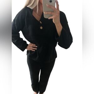 Lillusory Black Knit Lounge Set